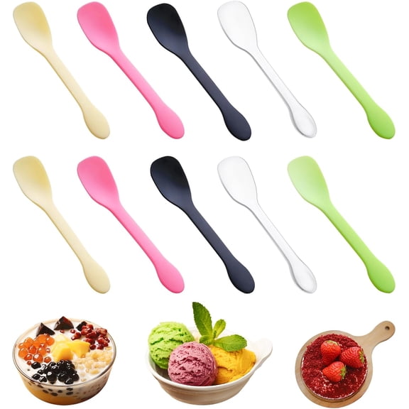 TACYKIBD 500PCS Disposable Plastic Mini Spoons, 4 Inch Colored Tasting Spoons for Dessert, Small Taster Spoon for Party, Wedding, Christmas, Tasting Ice Cream, Dessert, Yogurt, Cake, Pudding