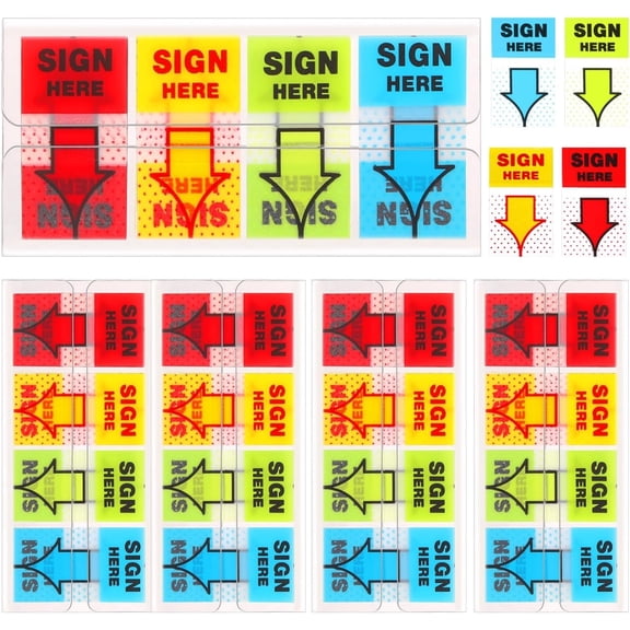 ‎TACYKIBD 500pcs Sign Here Stickers, Arrow Labels Stickers Adhesive Sign Here Tabs Sign Post Here Flags for Documents Notebooks Home Office Supplies (4 Colors)