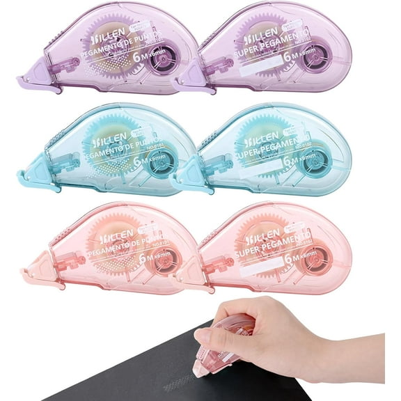 TACYKIBD 6 Pack Glue Roller Tape, Double Sided 6m Adhesive Glue Tape Roller for Cards Photo Crafting Journal Scrapbook Accessories