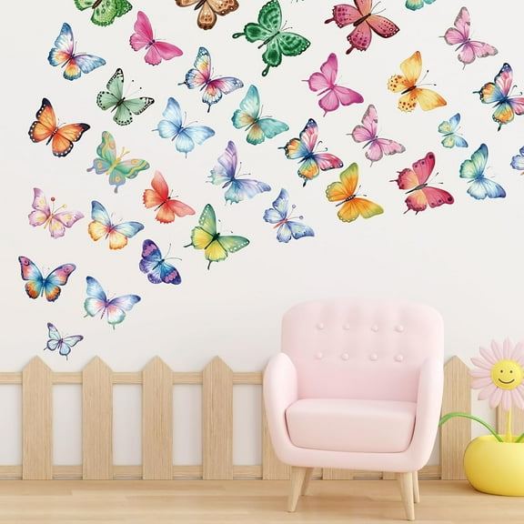 TACYKIBD 62 Large Butterfly Wall Decals - Peel and Stick Vinyl Wall Stickers for Room Decor, Safe for Walls, Repositionable