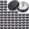 thumbnail image 1 of TACYKIBD 64 Pieces Lip Balm Tin Containers Screw Top Round Tin Cans Aluminum Tin Jar with Screw Lid, Empty Bottle Travel Cosmetic Sample Tin Cans Container for DIY(Matte Black, 0.5 oz), 1 of 13