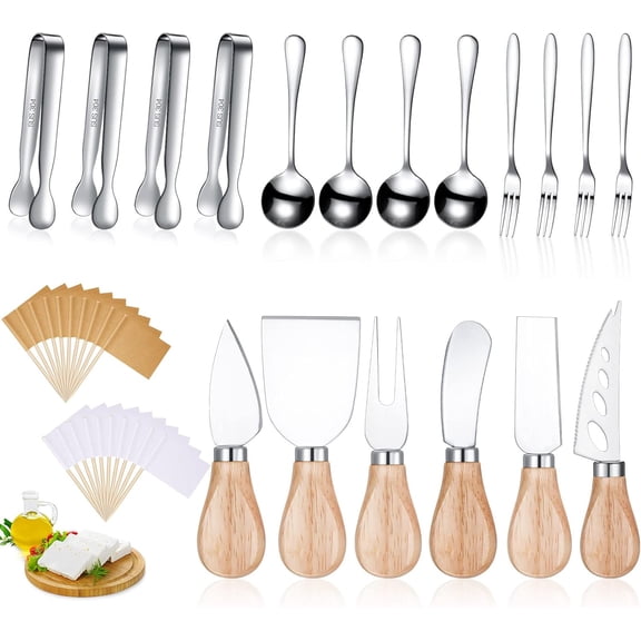 ‎TACYKIBD Charcuterie Board Accessories Spreader Knife Set Cheese Butter Spreader Knife Charcuterie Utensils with Wooden Handles Mini Serving Tongs Spoons Forks for party Wedding Christmas