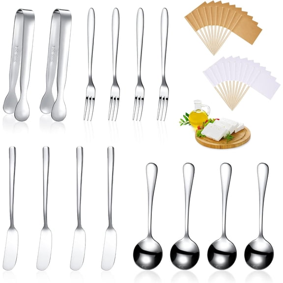 ‎TACYKIBD Cheese Butter Spreader Knives Set Charcuterie Accessories Stainless Steel Spreader Knives Charcuterie Boards Utensils Mini Serving Tongs Spoons and Forks for Pastry Making