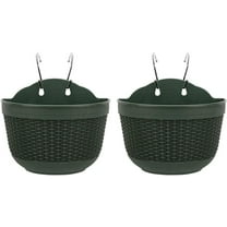 TACYKIBD Hanging Flower Pots Set of 2,Plastic Hanging Planters Outdoor for Garden Fence Patio Home Ornaments Wall Mounted Flower Holders Flower Basket Indoor with 4 Hooks and Drainage