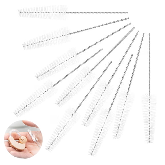 TACYKIBD Hearing Aid Cleaning Tool Hearing Aid Vent Tube Brush Tube Cleaning Tool Small Pipe Brush for Clean Small Holes or Pipes (10 Pieces)