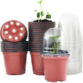 thumbnail image 1 of ‎TACYKIBD Plant Nursery Pots with Humidity Domes, 25 Sets 4 Inch Soft Nursery Pots Quality Ones (25 Red Pots + 25 Clear Lids), Seeds Starter Pots Small Planter Containers, 1 of 7