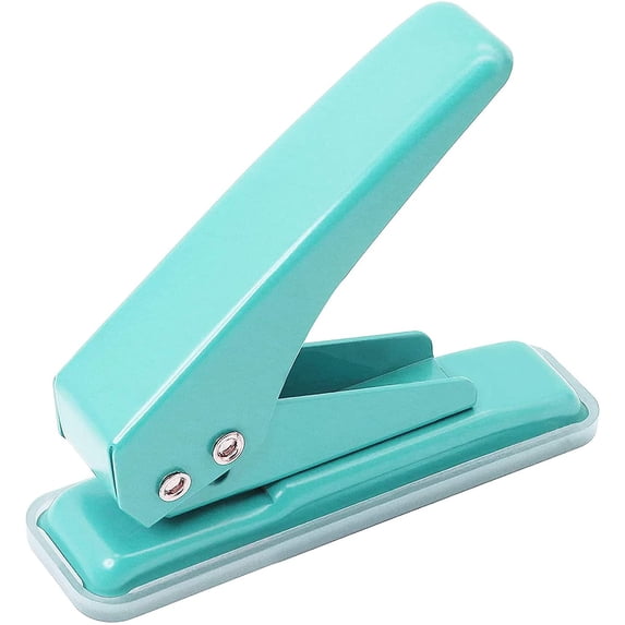 TACYKIBD Single Hole Puncher Handheld 1/4 Inches Hole Punch, 20 Sheet Paper Punch Capacity Metal Hole Puncher with Skid-Resistant Base for Paper, Chipboard, Art Project, Green