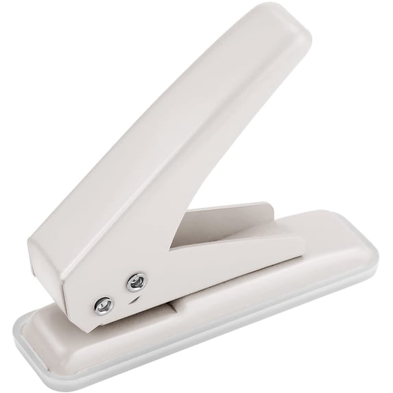 TACYKIBD Single Hole Puncher Handheld 1/4 Inches Hole Punch, 20 Sheet Paper Punch Capacity Metal Hole Puncher with Skid-Resistant Base for Paper, Chipboard, Art Project, Ivory White