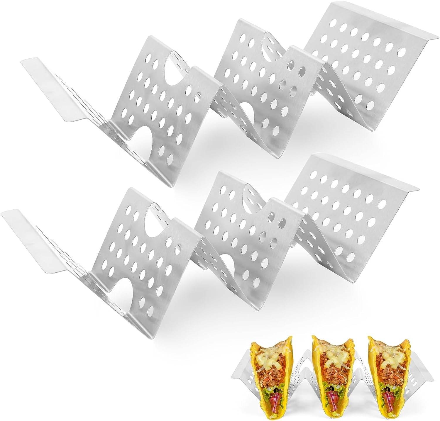 TACYKIBD Taco Holder Stand,2 Pieces Stainless Steel Taco Tray,Mexican ...