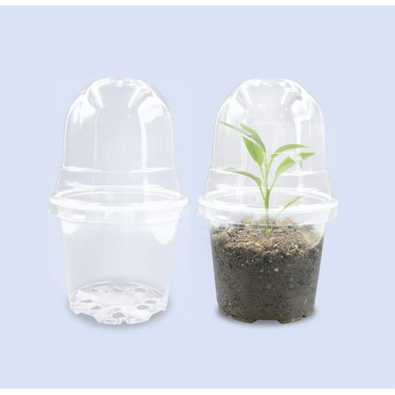 TACYKIBD Transparent Nursery Pots 4Inch with Humidity Domes for Seeds Starting, Clear Plastic Plant Pots with Drainage Holes (4Inch, 30Pcs,Clear Pots with Lids)
