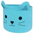 thumbnail image 1 of TACYKIBD Woven Basket 15"Lx14"H Cotton Rope Toy Basket with Cat Design, Cute Animal Basket Gift Basket Large Cat Toy Basket Baby Laundry Basket for Towels, Blankets, Cute Basket for Cat Toys, 1 of 17