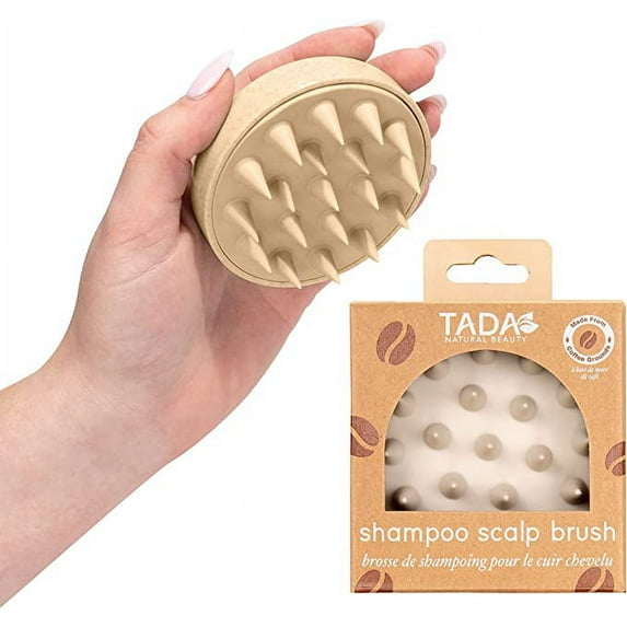 TADA Beauty Biodegradable Scalp Massager Shampoo Brush & Shower Scrubber for Hair & Scalp - Beige