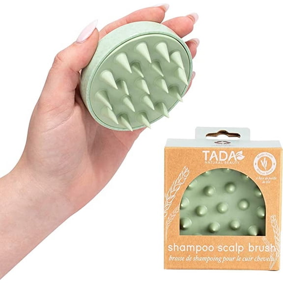 TADA Beauty Biodegradable Scalp Massager Hair Shampoo Brush Shower Scalp Scrubber l Hair Scalp Scrubber Head Massager for Stress Relax Hair Growth - Green