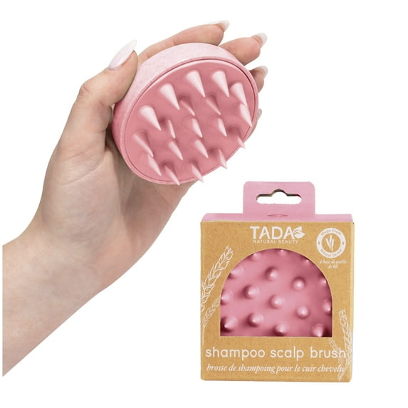 TADA Beauty Biodegradable Scalp Massager Hair Shampoo Brush Shower Scalp Scrubber l Hair Scalp Scrubber Head Massager for Stress Relax Hair Growth - Pink