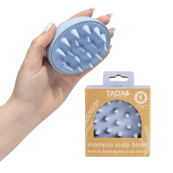 TADA Beauty Biodegradable Scalp Massager Hair Shampoo Brush Shower Scalp Scrubber l Hair Scalp Scrubber Head Massager for Stress Relax Hair Growth - Blue