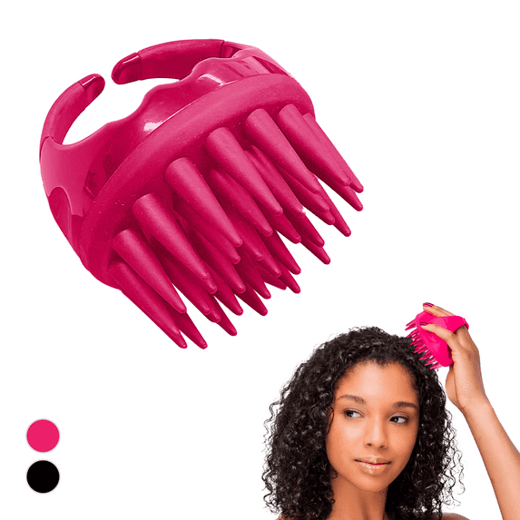 TADA Beauty Scalp Massager Hair Shampoo Brush Shower Long Bristle Scalp Scrubber l Head Massager for Hair growth for Women, Men and Kids - Hot Pink