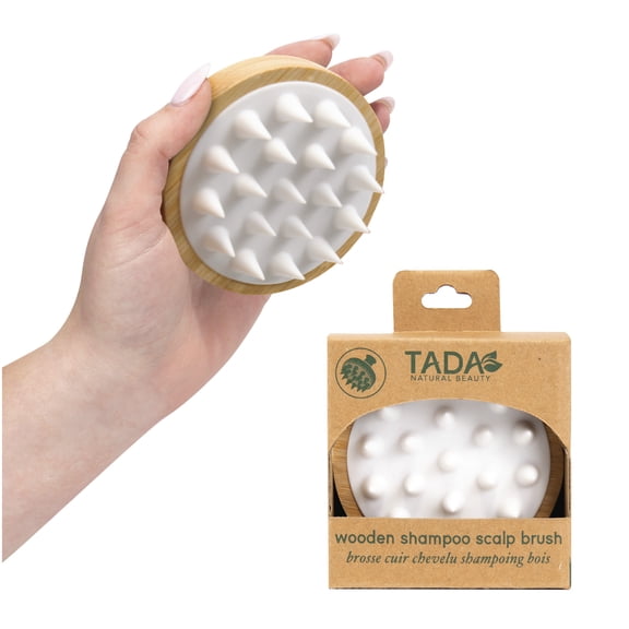 TADA Beauty Scalp Massager Shampoo Brush with Soft Silicone Scrubber for Women, Men, and Kids - White