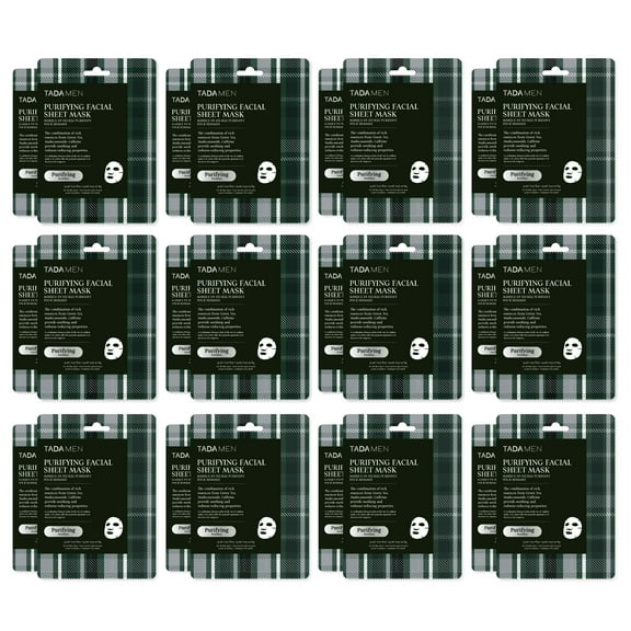 TADA Men 24PK Skin Care for Men, Face Masks Bulk, Korean Face Sheet Mask, Self Care Gifts Bulk (Green Tea & Hyaluronic)
