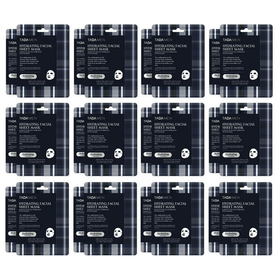 TADA Men 24PK Skin Care for Men, Face Masks Bulk, Korean Face Sheet Mask, Self Care Gifts Bulk (Hyaluronic & Avocado)