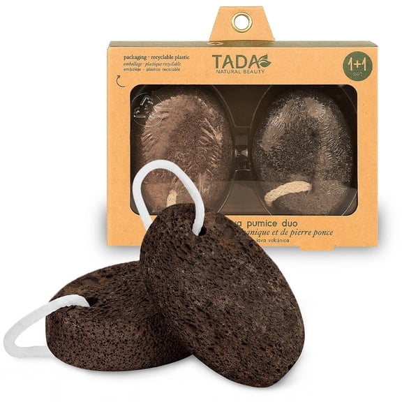 TADA Natural Beauty 2-Pack Pumice Stone with Rope Handle, Foot Callus Remover for Cracked Heels, Dry Feet & Dead Skin, Pedicure Exfoliating Scrubber, Foot Care Gift for Women & Men