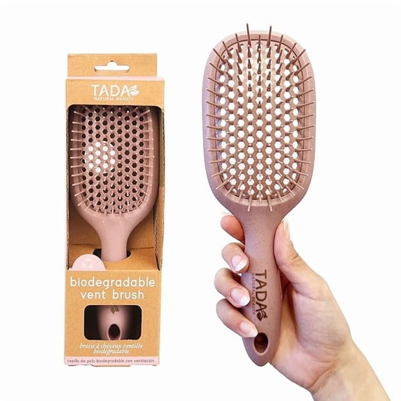 TADA Natural Beauty Hair Brush Detangler for Curly, Thick, Wavy, and Thin Hair - Ventilation Holes for Quick Drying and Styling, Detangler Brush for Women, Men, Kids (4 Colors) (Mauve)