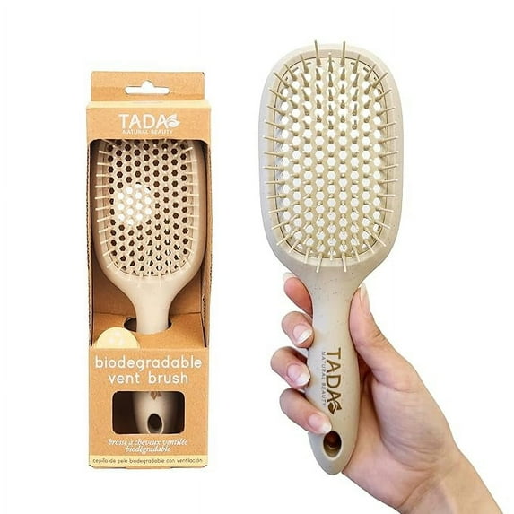 TADA Natural Beauty Hair Brush Detangler for Curly, Thick, Wavy, and Thin Hair - Ventilation Holes for Quick Drying and Styling, Detangler Brush for Women, Men, Kids (4 Colors) (Beige)