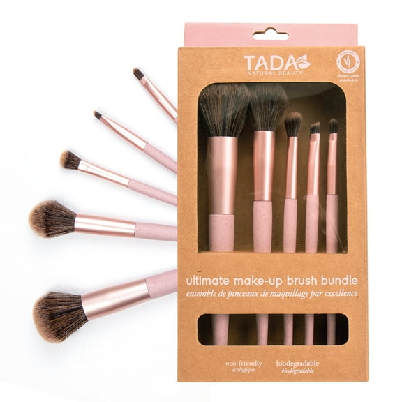 TADA Natural Beauty Makeup Brush Set 5Pcs Makeup Brushes Setting Loose Powder Highlighter Blush Eyeshadow Eyeliner brush - Pink