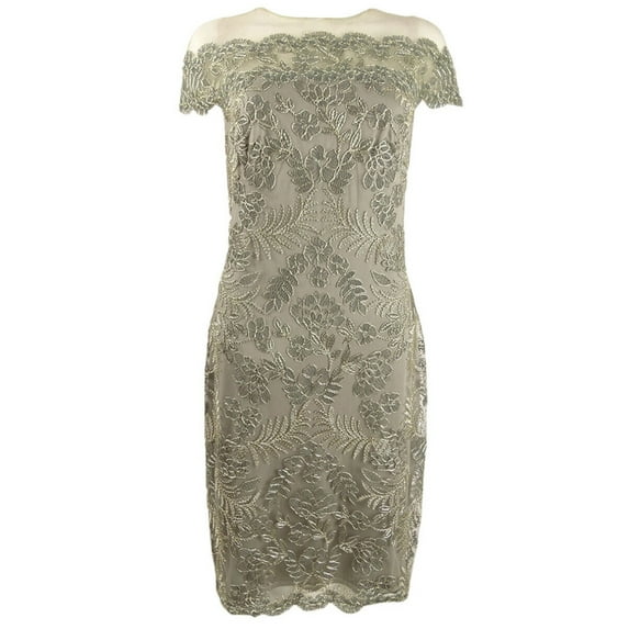 TADASHI SHOJI Womens Gray Short Sleeve Above The Knee Cocktail Body Con Dress 4