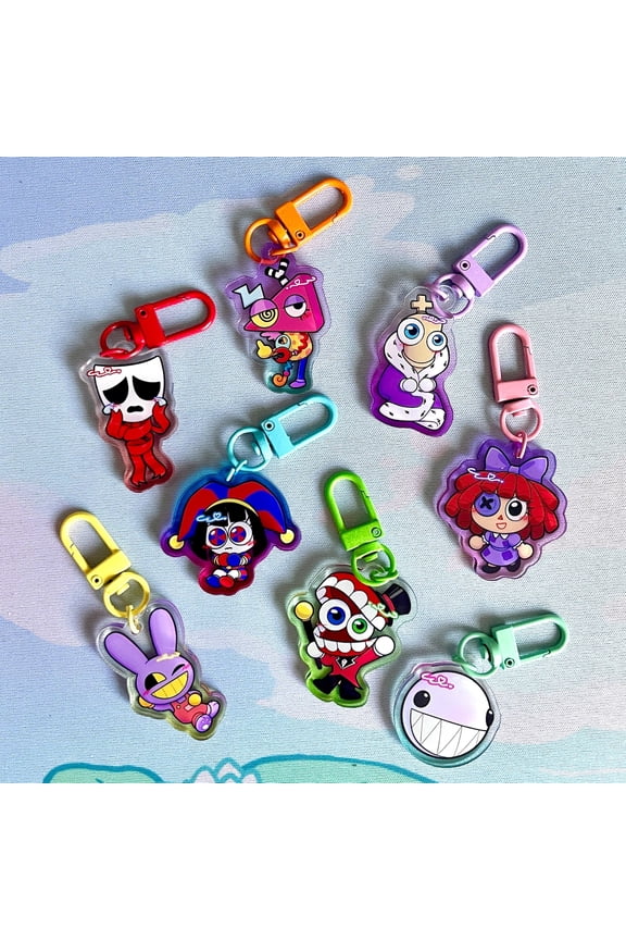 TADC The Amazing Digital Circus Keychains 1.5 inch Colorful Clear Double Sided Acrylic Colorful Clasps (1 keychain)