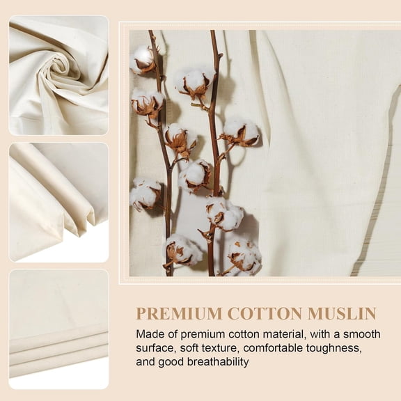 TAETOE 100% Cotton Muslin Fabric, 63 Inch X 2 Yards (2 Pieces) Unbleached Muslin Fabric by The Yard, Medium Weight Draping Fabric for Sewing, Embroidery, Apparel & Crafts  Natural