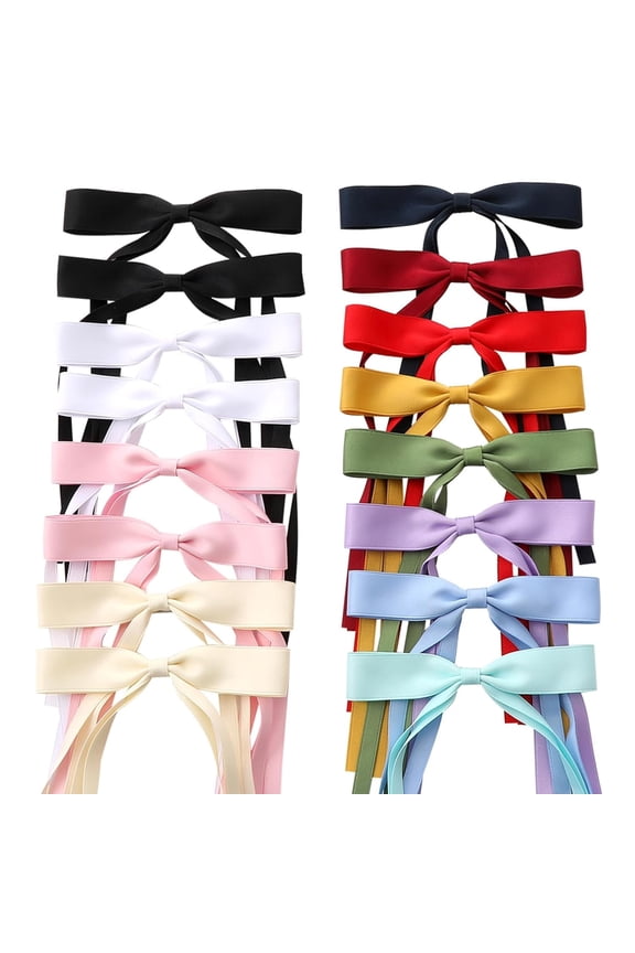 16 PCS Hair Bows for Women,Hair Ribbon Hair Bows With Long Tail,Hair Bow Clips Hair Barrettes for Women Accessories