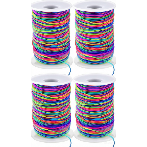TAETOE 1mm Stretchy Bracelet String, Sturdy Rainbow Elastic String Elastic Cord for Jewelry Making, Necklaces, Beading and Crafts(4PCS)
