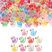 TAETOE 240 Pcs Glitter Mini Resin Ducks, Colorful Tiny Small Plastic Ducks Figures to Hide Little Resin Animals Bulk for Miniature Landscape Aquarium Potted Dollhouse Fairy Garden Accessories