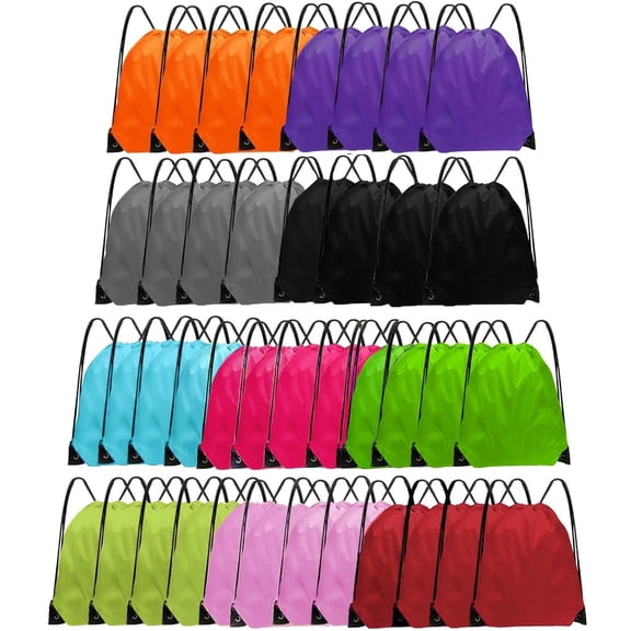 TAETOE 40 Pack Drawstring Backpacks Bulk - Waterproof Nylon Cinch Bags (10 Colors)