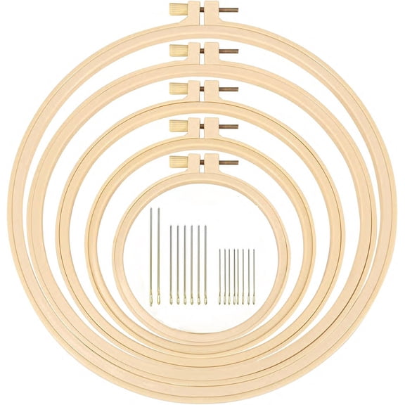 TAETOE 5 Pieces Embroidery Hoops 3.74 Inch to 10.82 Inch Cross Stitch Hoop Small Embroidery Hoop with 16 Pieces Needles for Embroidery, Punch Needle, Craft Sewing and Ornaments