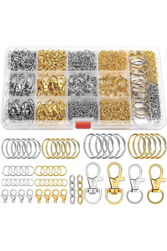 990PCS Keychain Making Kit, Keychain Craft Supplies Including Key Chain Hooks, Lobster Clasps, Key Rings and Jump Rings for Key Chain Making and Jewelry Making