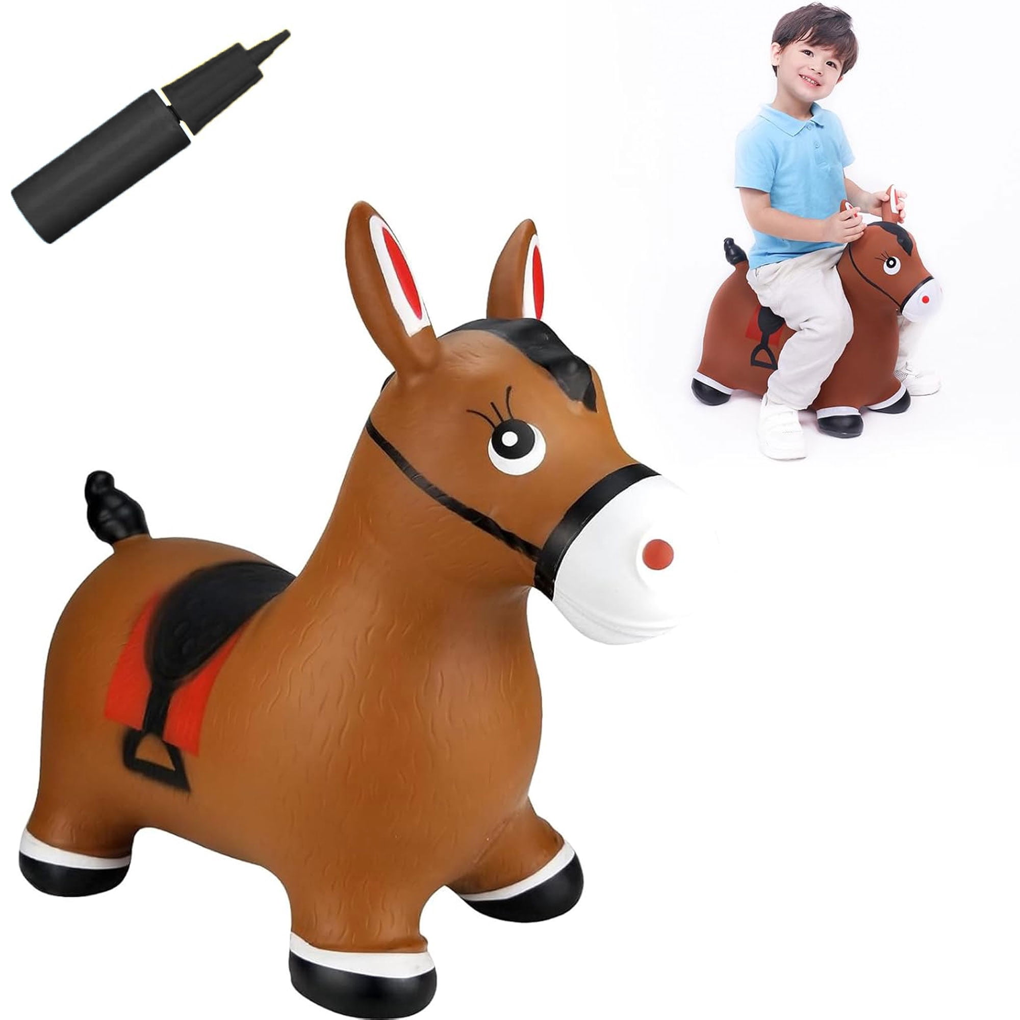 TAETOE Bouncy Horse Hopper Toys, Toddlers Bouncing Farm Animals, Inflatable Jumping Hopping Horse, Ride on Rubber Bouncer for Kids, Outdoor Indoor Cool Birthday Gifts for 2 3 4 Year Old Girl Boy