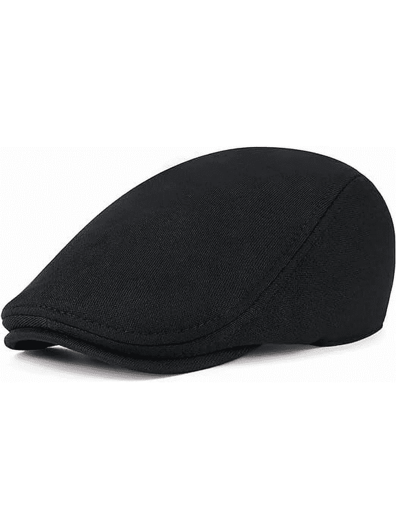 Men's Cotton Flat Ivy Gatsby Newsboy Driving Hat Cap(black)