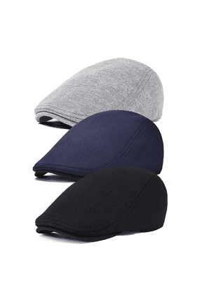 Men's Cotton Flat Ivy Gatsby Newsboy Driving Hat Cap(Black, dark gray, navy blue)