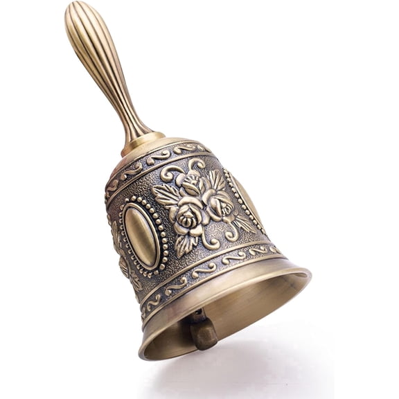 TAETOE Vintage Brass Hand Bell – Loud Call Bell for Bedside, Dinner, Wedding, Christmas & Holiday Party