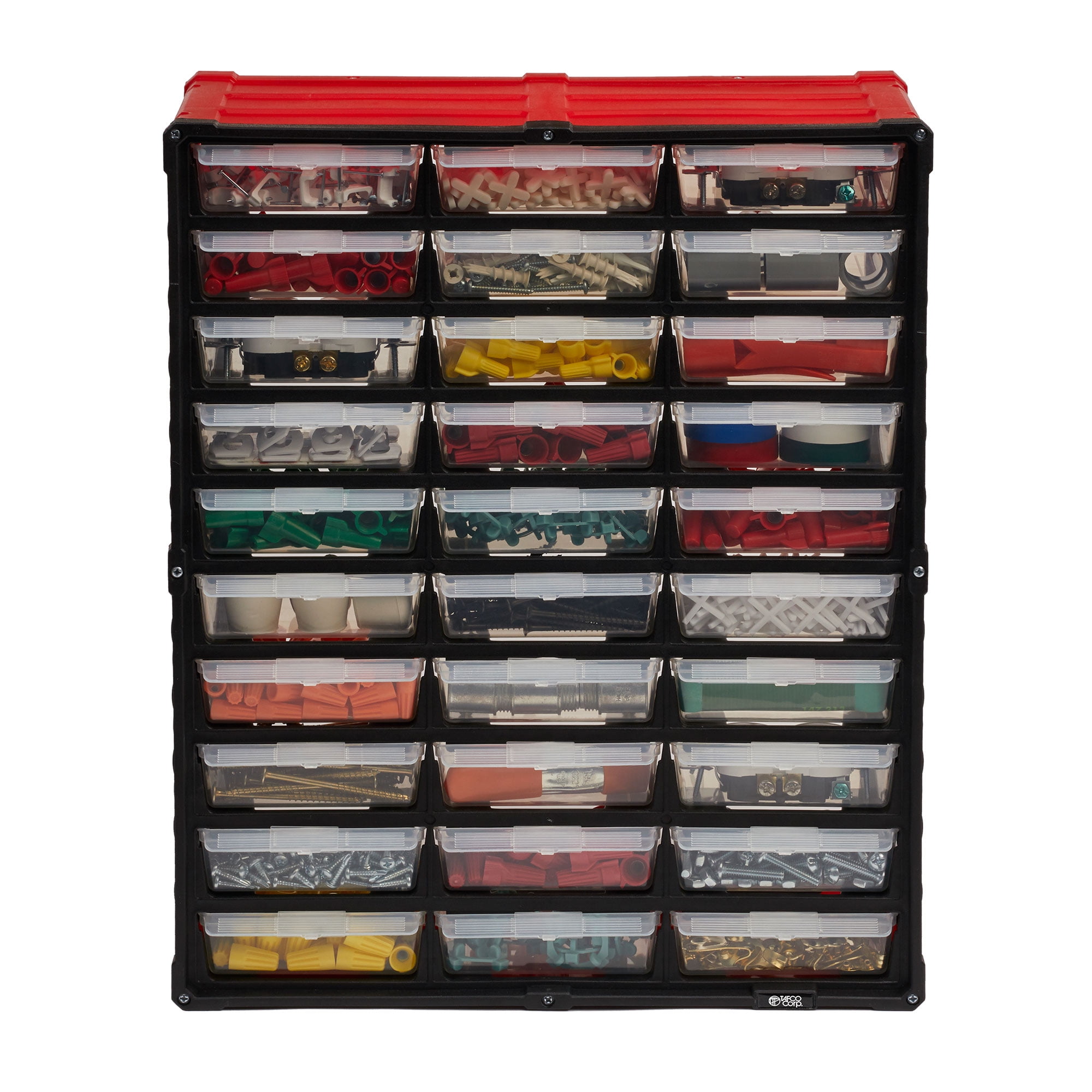 TAFCO 30-Compartment Small Parts Organizer, Red