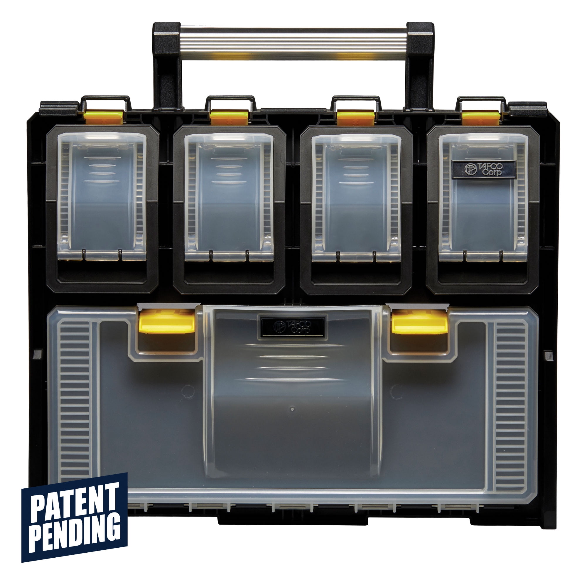 TAFCO 5-Compartment Wall Mount Quick Release Small Parts Organizer, Yellow