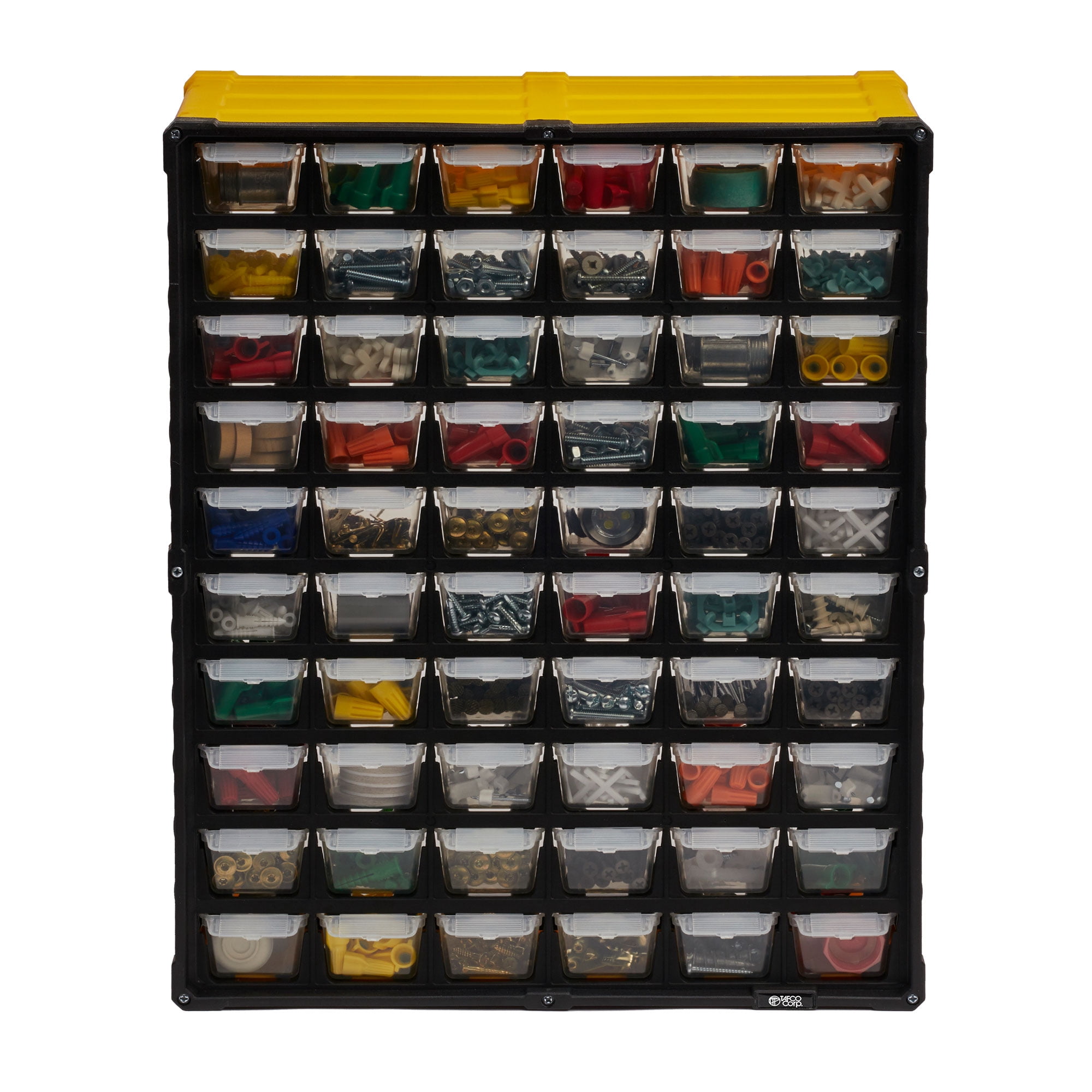TAFCO 60-Compartment Small Parts Organizer, Yellow