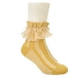 thumbnail image 1 of Xfvqtps 3 Pairs Girls Ruffle Socks Lace Mid Tube Sweet Princess Elastic Comfort Breathable Soft Frilly Socks Yellow, 1 of 4