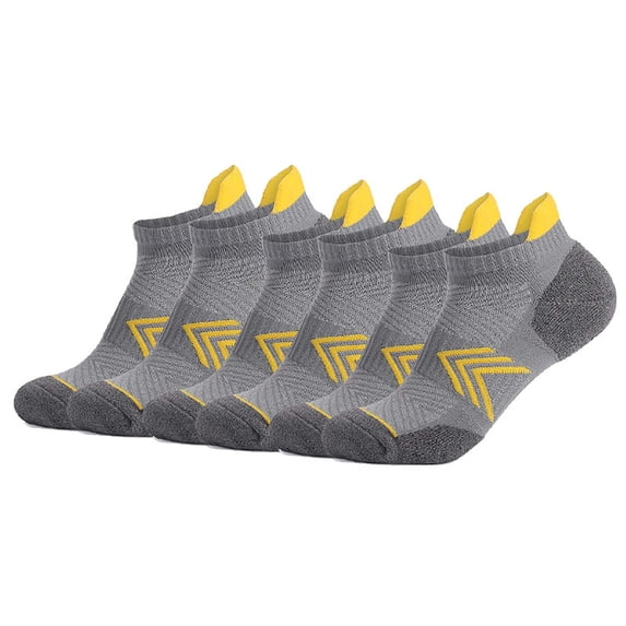 Xfvqtps 6 Pairs Mens Sports Socks Towel Bottom No Show Thickened Comfortable Elastic Breathable Sweat Absorbing Soft Running Mountaineering Socks Yellow