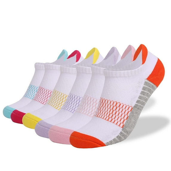 Xfvqtps 6 Pairs Unisex Sports Socks Ankle Colorful Thickened Towel Bottom Sweat Absorbing Comfortable Elastic Breathable Soft Running Mountaineering Socks Multicolor