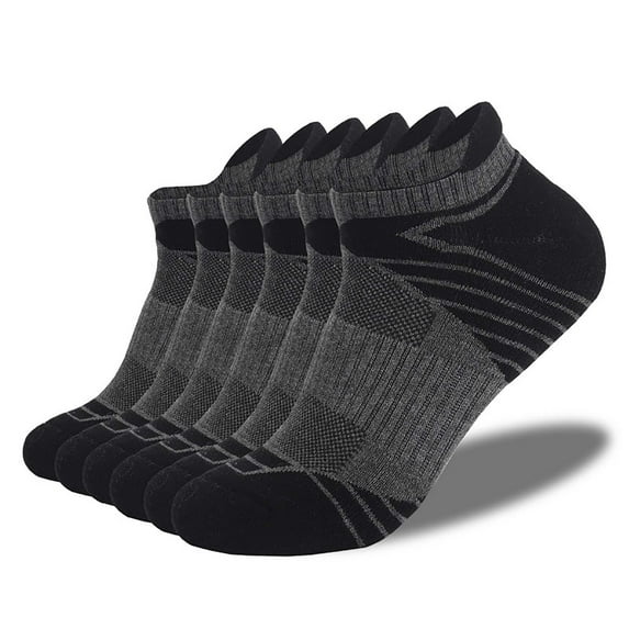 Xfvqtps 6 Pairs Unisex Sports Socks Ankle Thickened Towel Bottom Sweat Absorbing Comfortable Elastic Breathable Soft Running Mountaineering Socks Dark Gray