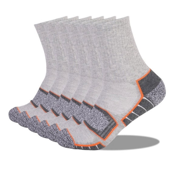 Xfvqtps 6 Pairs Unisex Towel Bottom Running Socks Mid Tube Combed Socks Simplicity Comfortable Sweat Absorbing and Breathable Sports Hiking Socks Gray