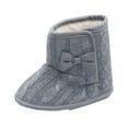 thumbnail image 1 of Xfvqtps Baby Girls Thicken Lining Boots Fluffy Plush Knit Bowknot Keep Warm Non Slip Winter Boots Toddler Cute Soft Cotton Shoes Dark Gray, 1 of 5