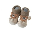 thumbnail image 1 of Xfvqtps Boys and Girls Socks Shoes Animal Cartoon Cute Keep Warm Non Slip Soft Sole First Walking Shoes Autumn and Winter Baby Plus Velvet Thick Floor Shoes Khaki, 1 of 5